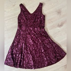 MARINA burgundy sequin dress